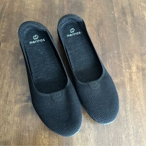 Merinos Flats Black Womens 9.5 Comfy Office Wool Lightweight Breathable 🖤